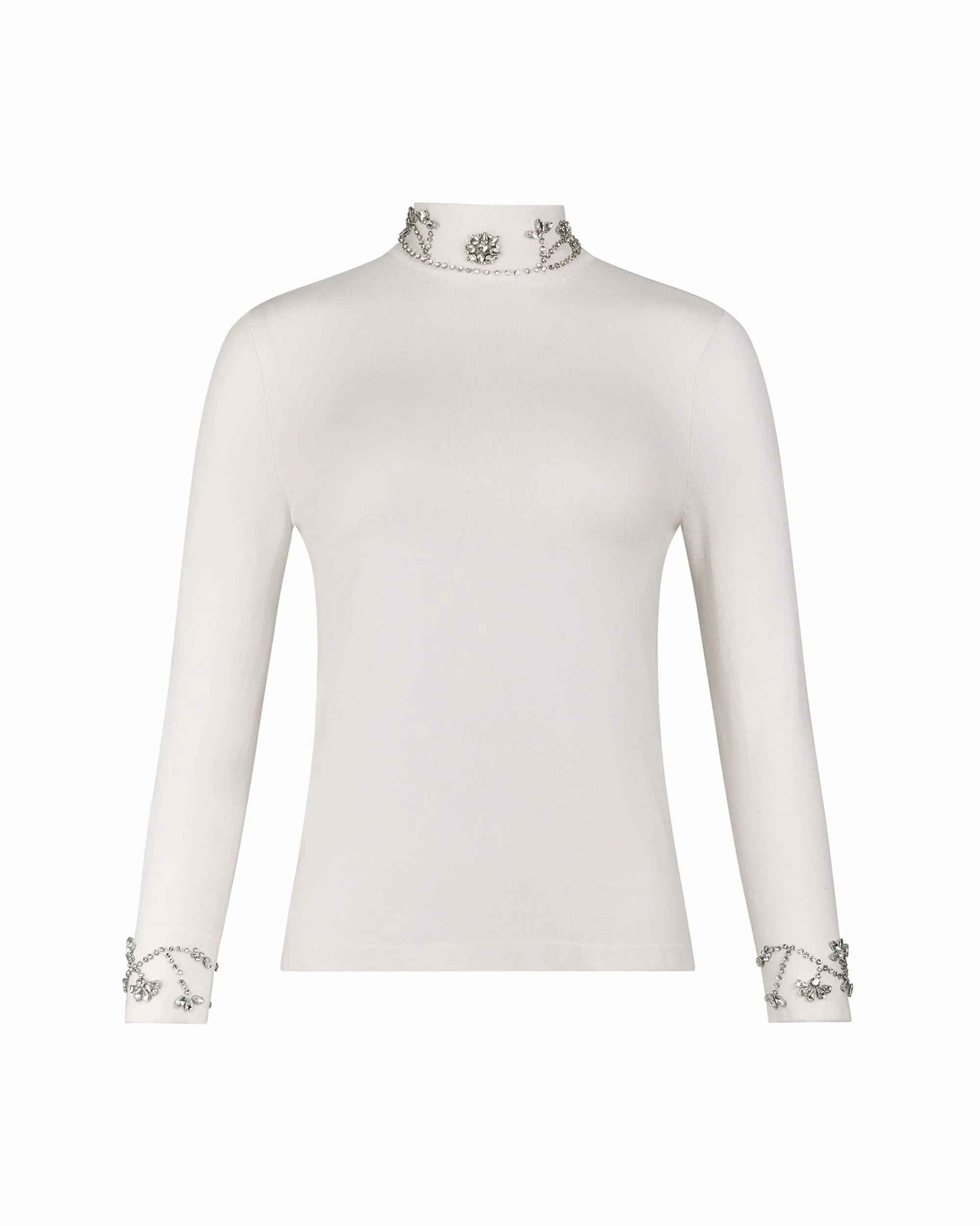 Embellished Mock Neck Sweater sold by Anne Klein