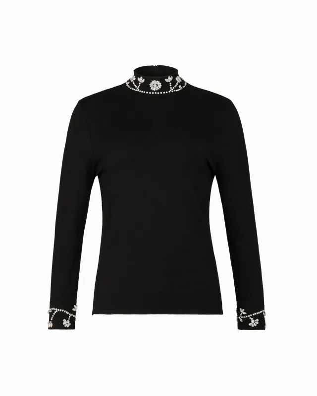 Embellished Mock Neck Sweater sold by Anne Klein