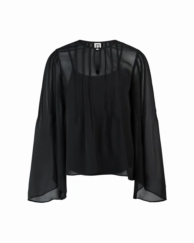 Flutter Sleeve Pleated Blouse sold by Anne Klein