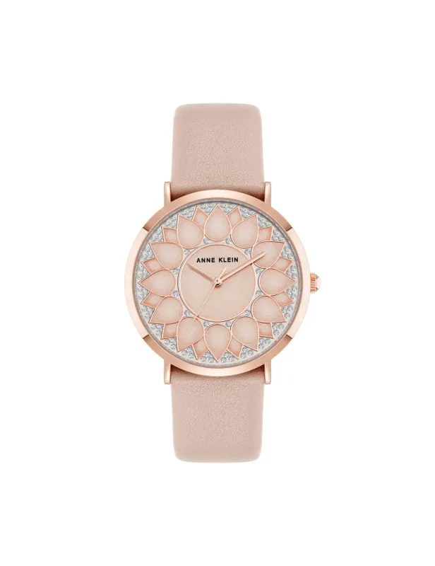 Patterned Dial Strap Watch made by Anne Klein