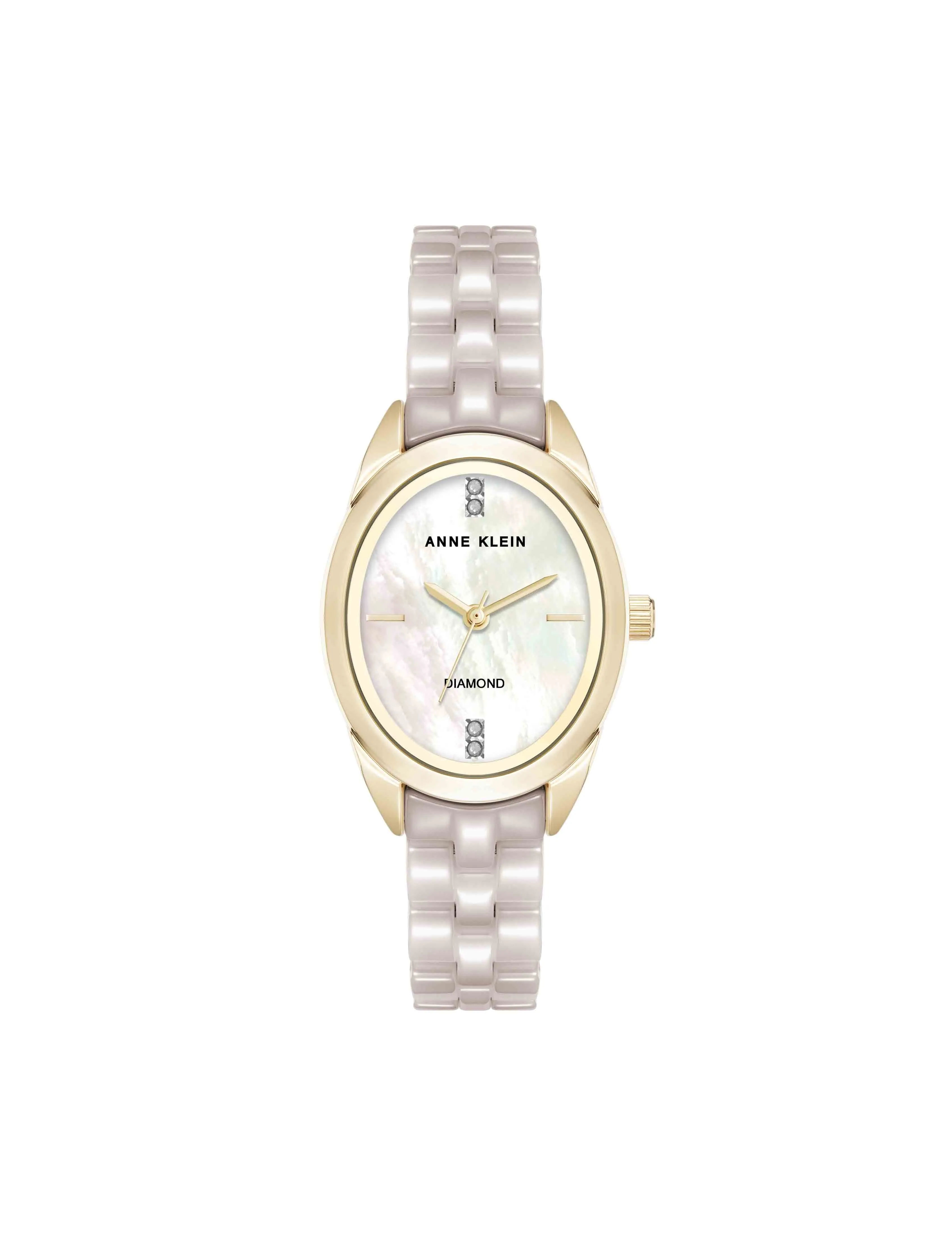 Oval Ceramic Diamond Dial Bracelet Watch sold by Anne Klein