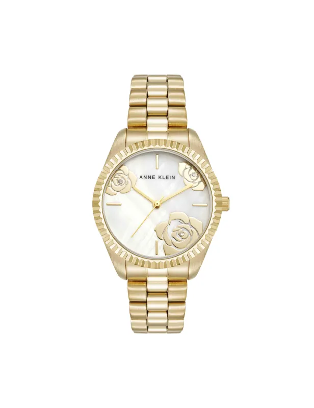 Stainless Steel Floral Dial Watch sold by Anne Klein