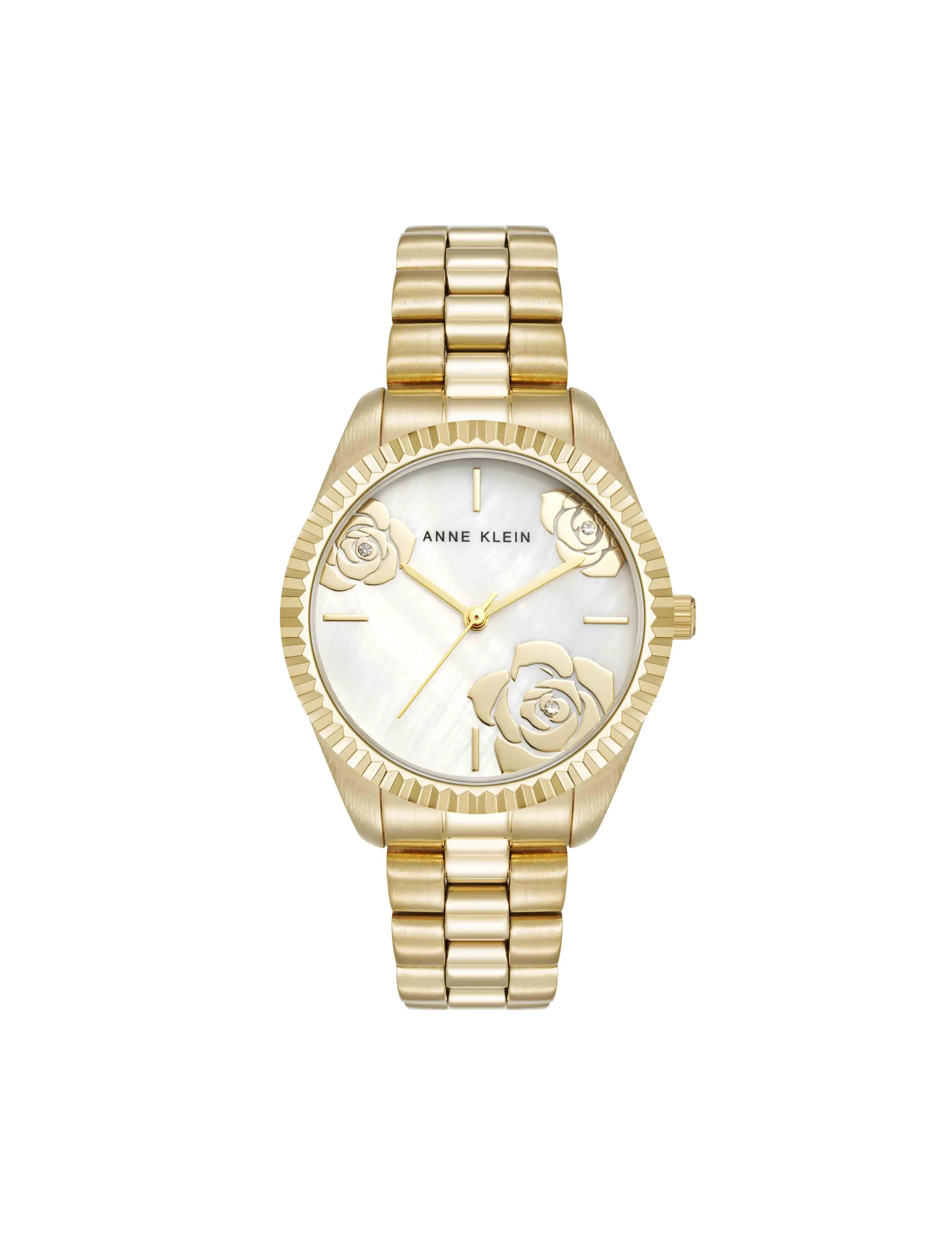 Stainless Steel Floral Dial Watch sold by Anne Klein