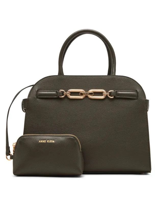 Medium Curved Satchel with Convertible Strap sold by Anne Klein