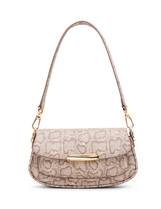 Faux Snake Sculpted Plaque East West Shoulder Bag made by Anne Klein