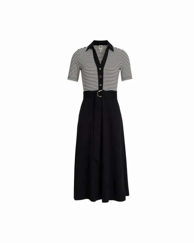 Collared Combo Midi A Line Midi Dress sold by Anne Klein