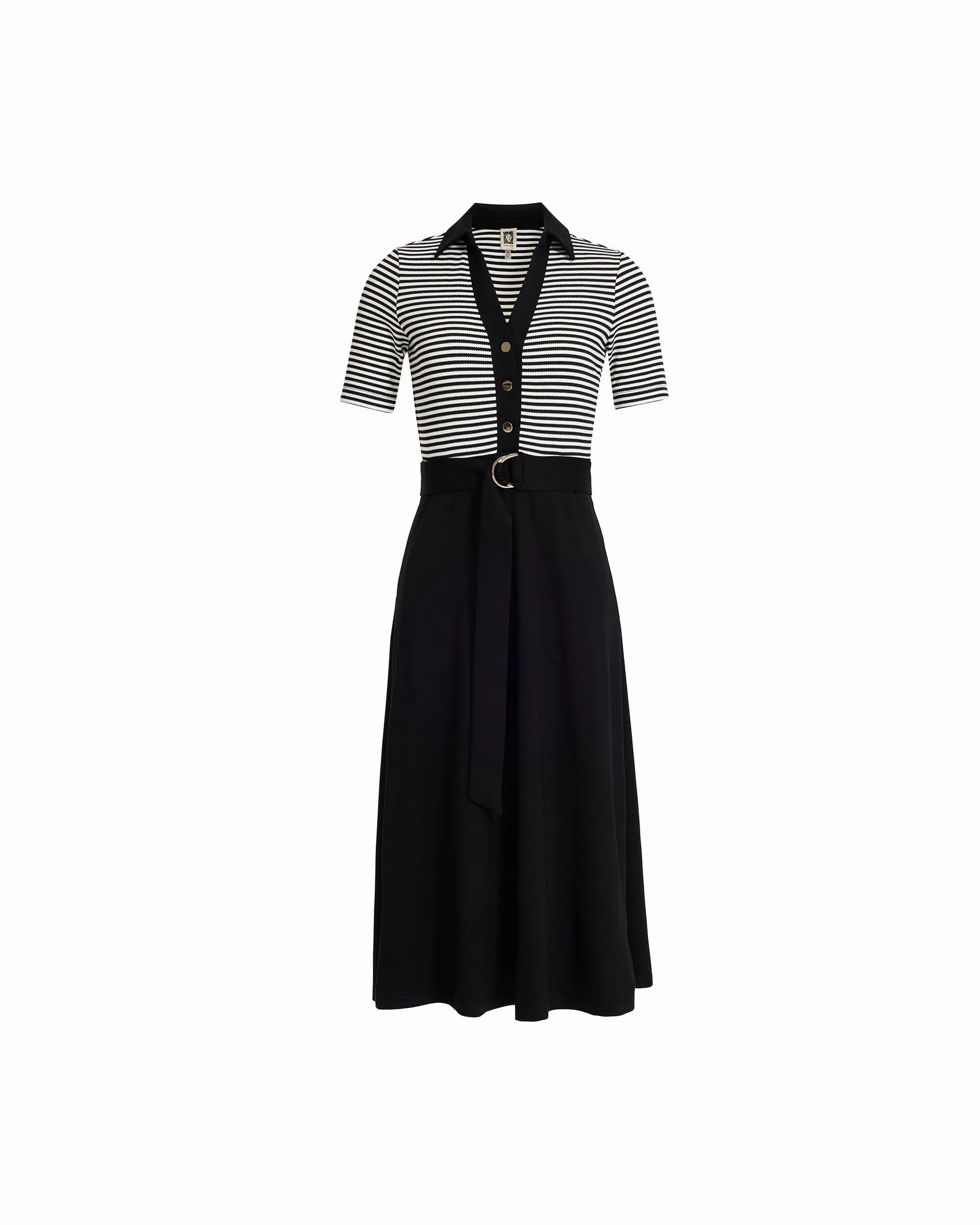 Collared Combo Midi A Line Midi Dress sold by Anne Klein