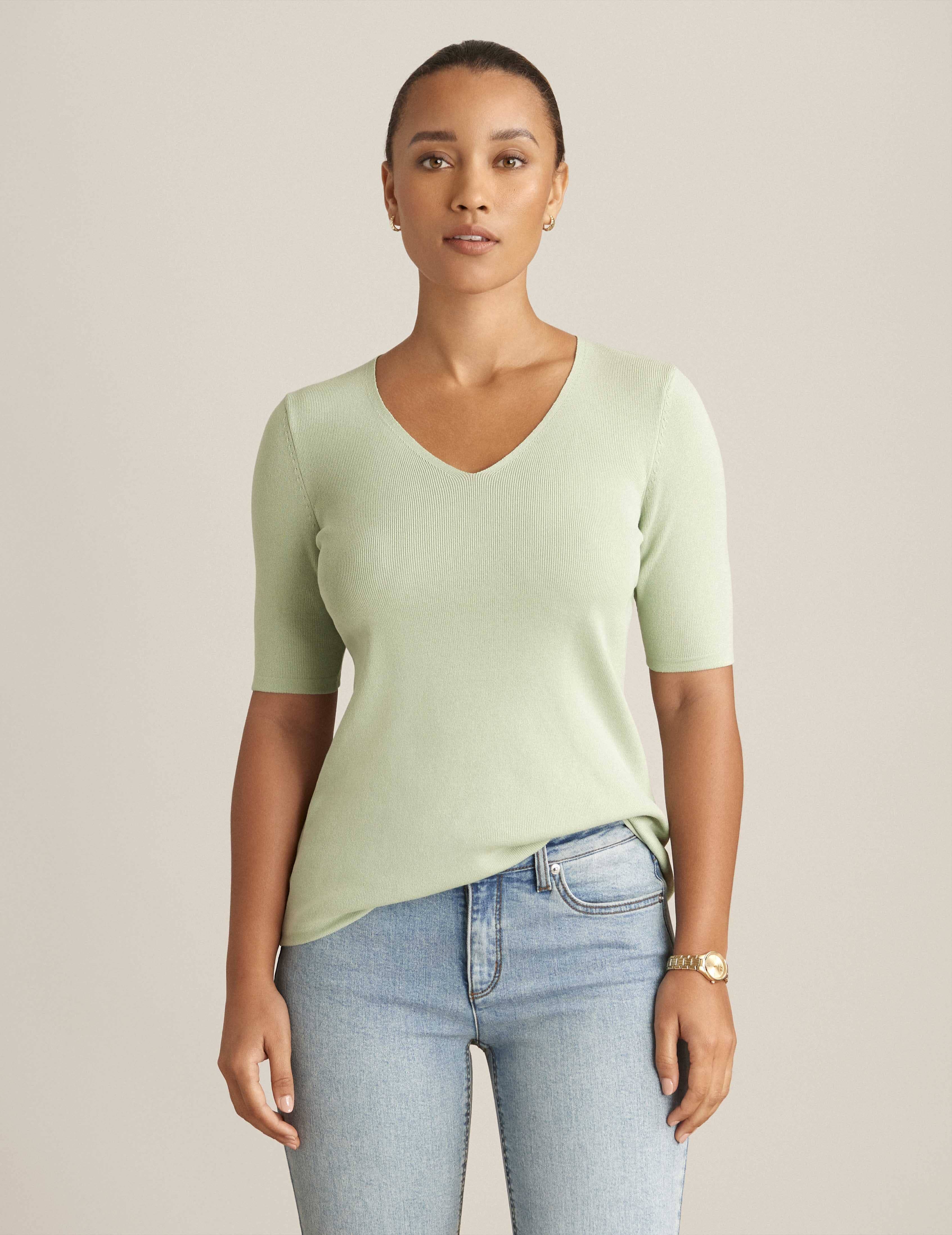 Half Sleeve V Neck Top sold by Anne Klein