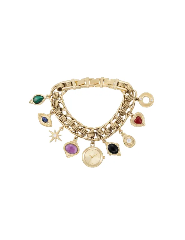 Gemstone Charm Bracelet Watch made by Anne Klein