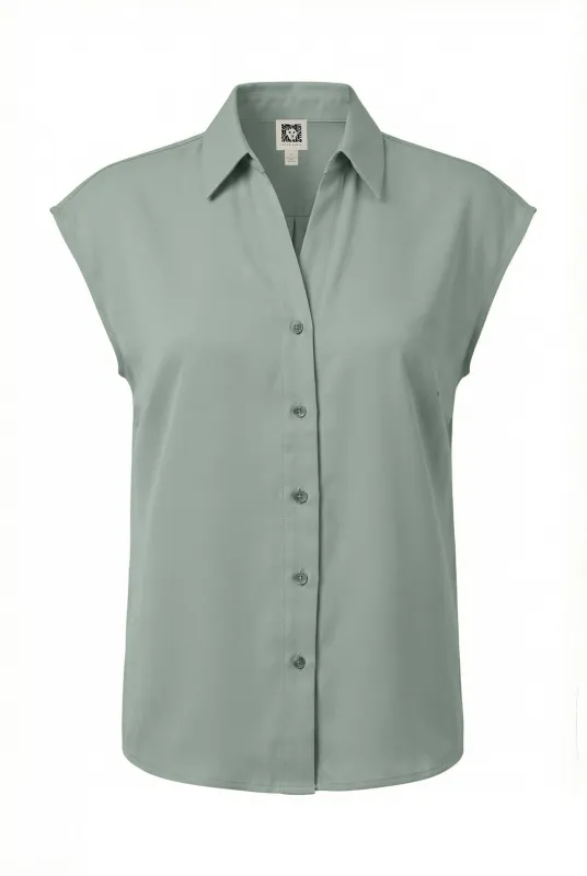 Drop Shoulder Cotton Button Front Shirt sold by Anne Klein