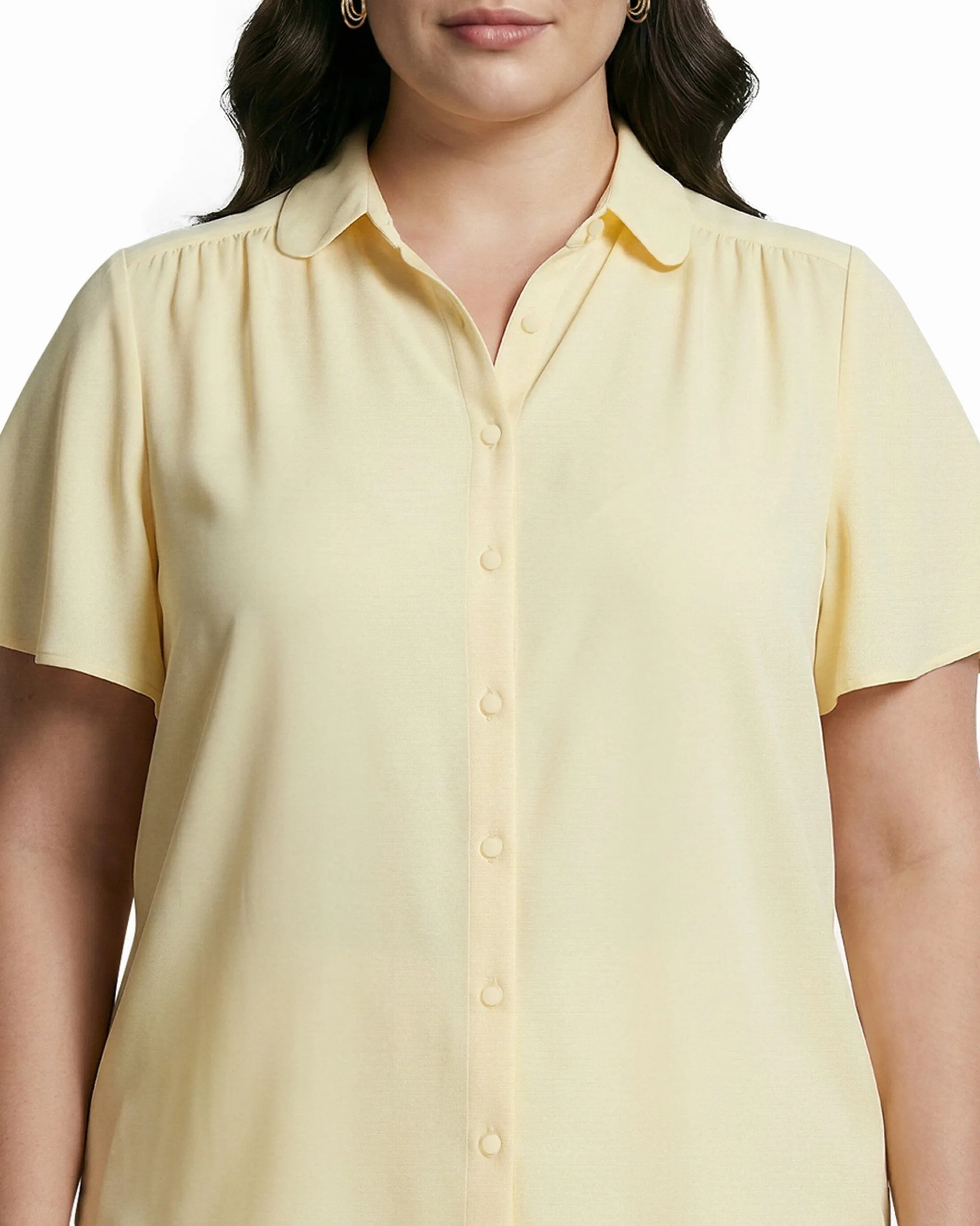 Plus Size Button Front Short Sleeve Collared Blouse sold by Anne Klein product image thumbnail 3