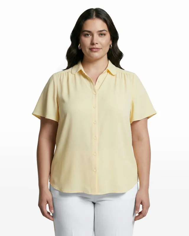 Bttn Frnt Blouse W/ Short Slv sold by Anne Klein