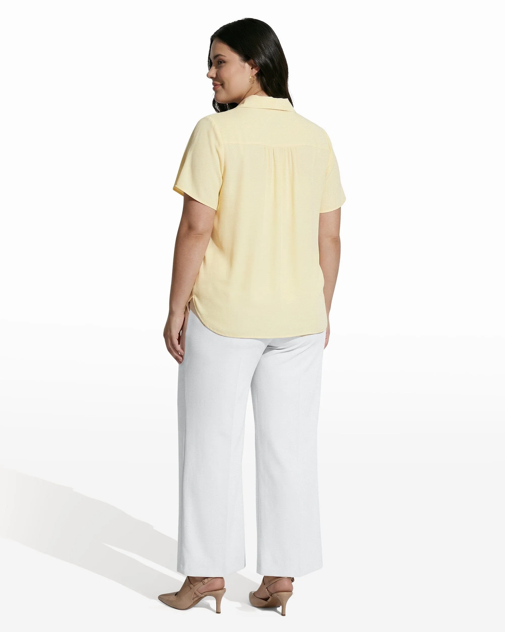 Plus Size Button Front Short Sleeve Collared Blouse sold by Anne Klein product image thumbnail 5