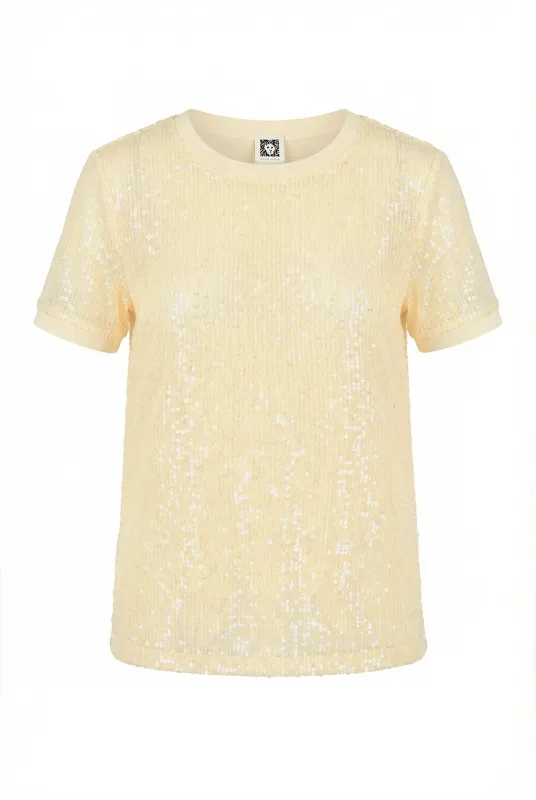 Sequin Short Sleeve Crew Neck Relaxed Fit Tee sold by Anne Klein