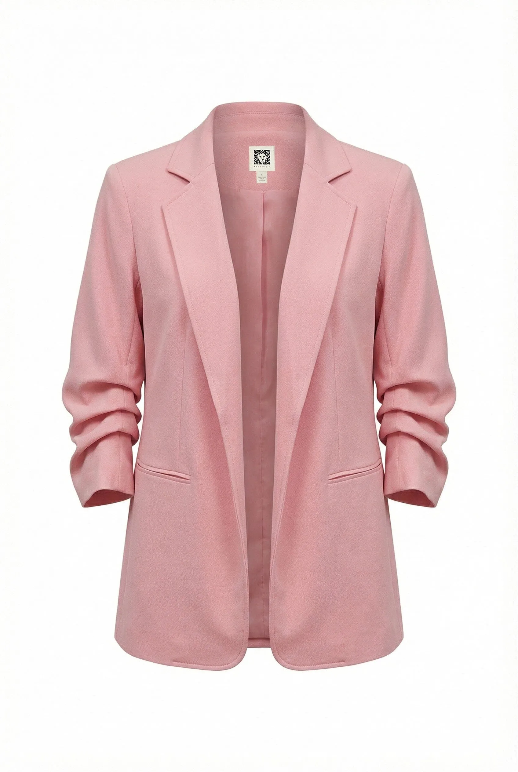 Scrunch Sleeve Fully Lined Open Front Cotton Jacket sold by Anne Klein