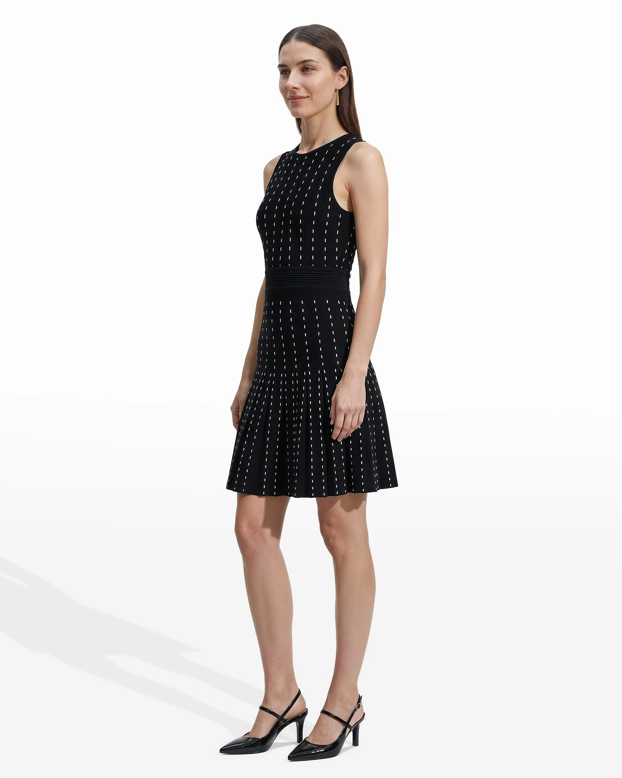 Pinstripe Knit Dress with Pleated Skirt sold by Anne Klein product image thumbnail 3