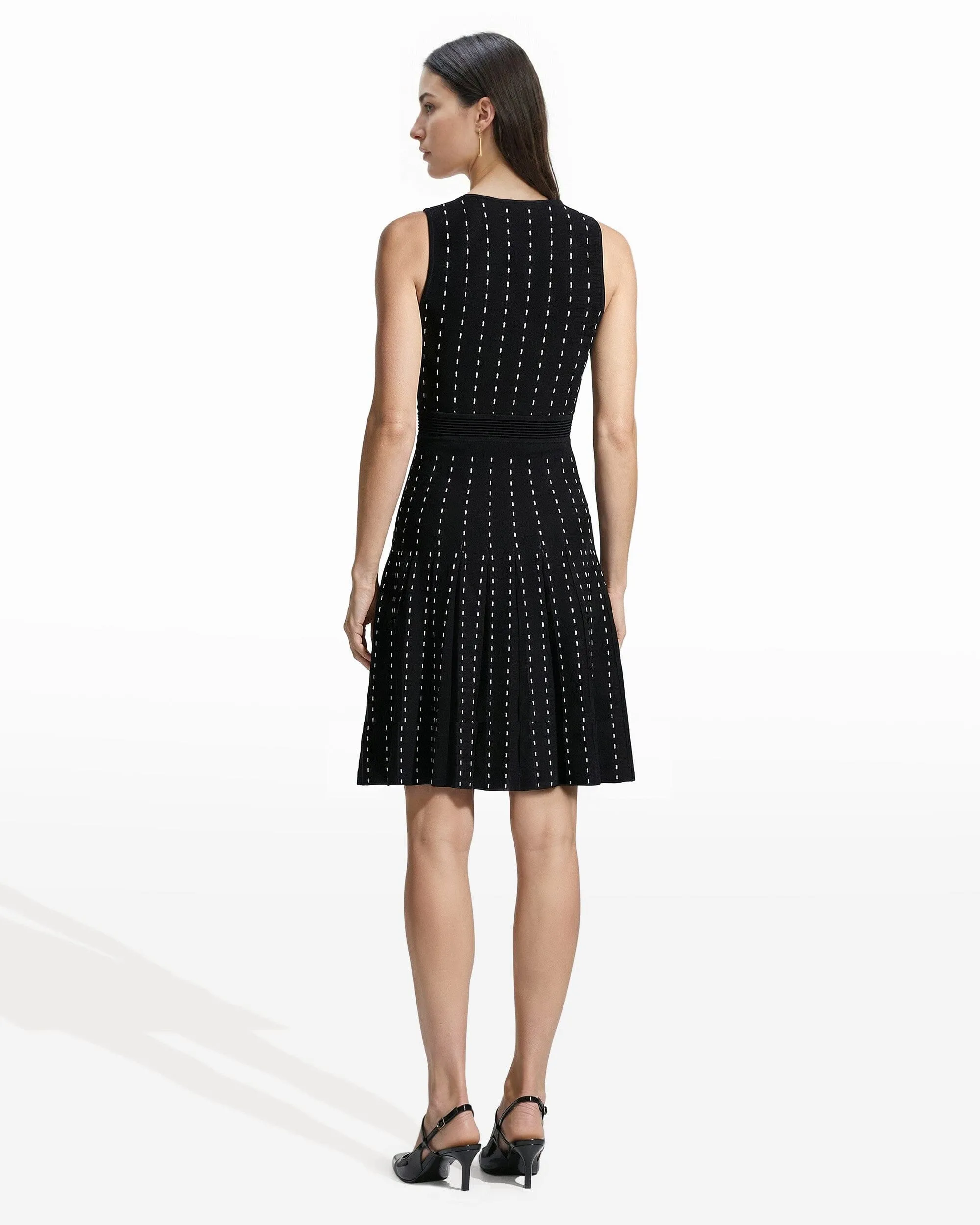 Pinstripe Knit Dress with Pleated Skirt sold by Anne Klein product image thumbnail 5