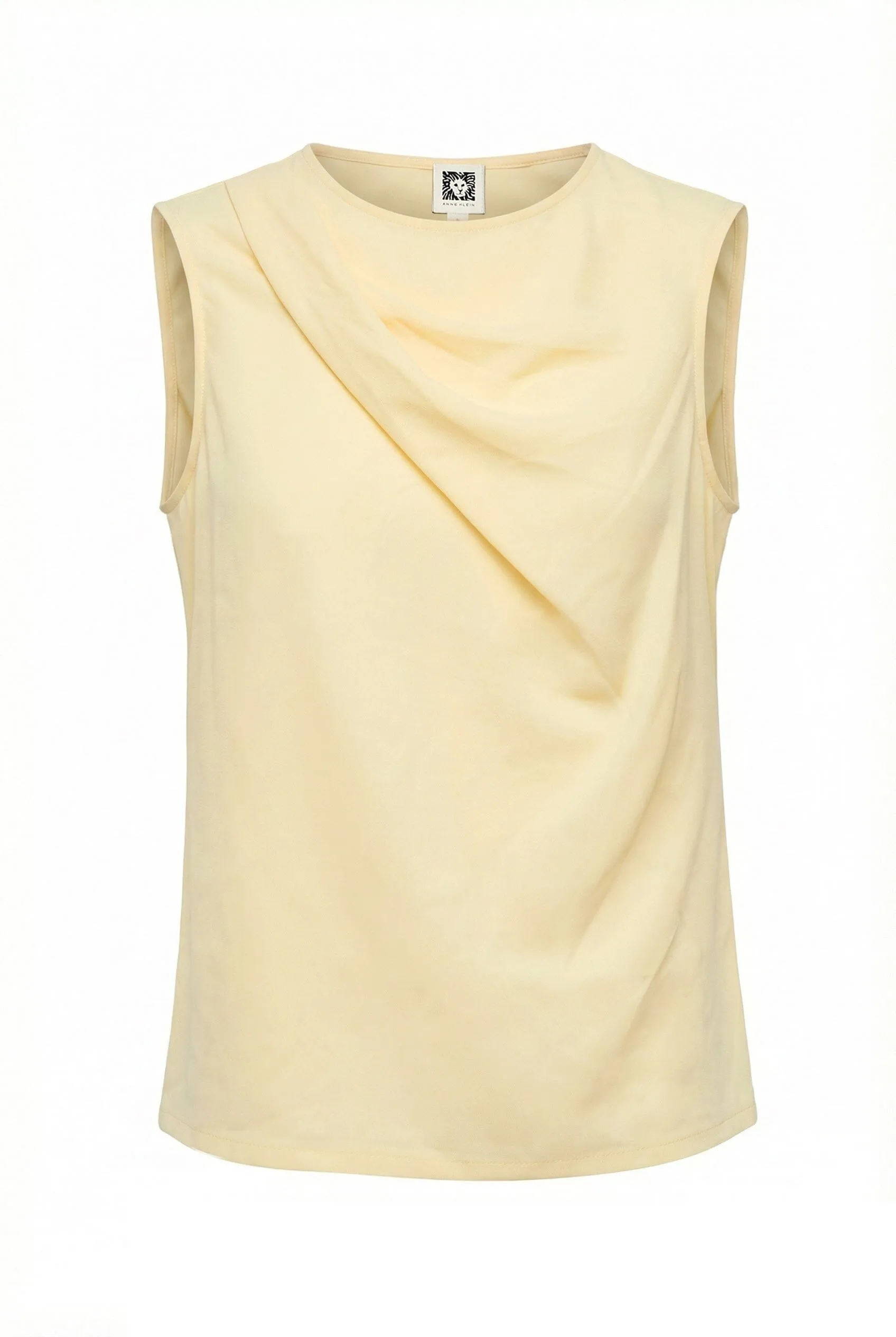 Asymmetrical Pleated Neck Sleeveless Cotton Top sold by Anne Klein