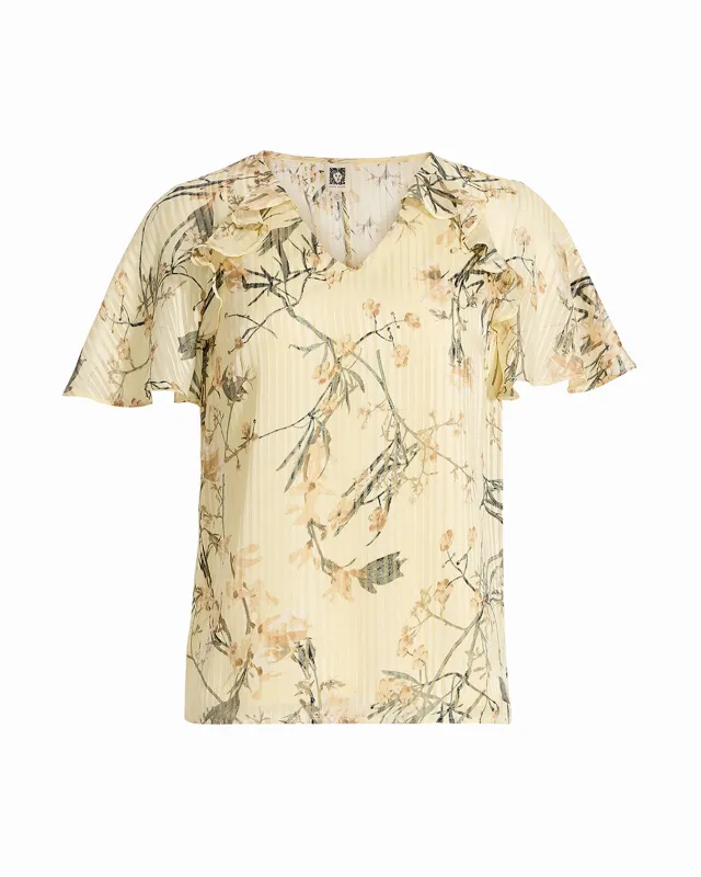 Plus Size Ruffle V-Neck Short Sleeve Blouse sold by Anne Klein