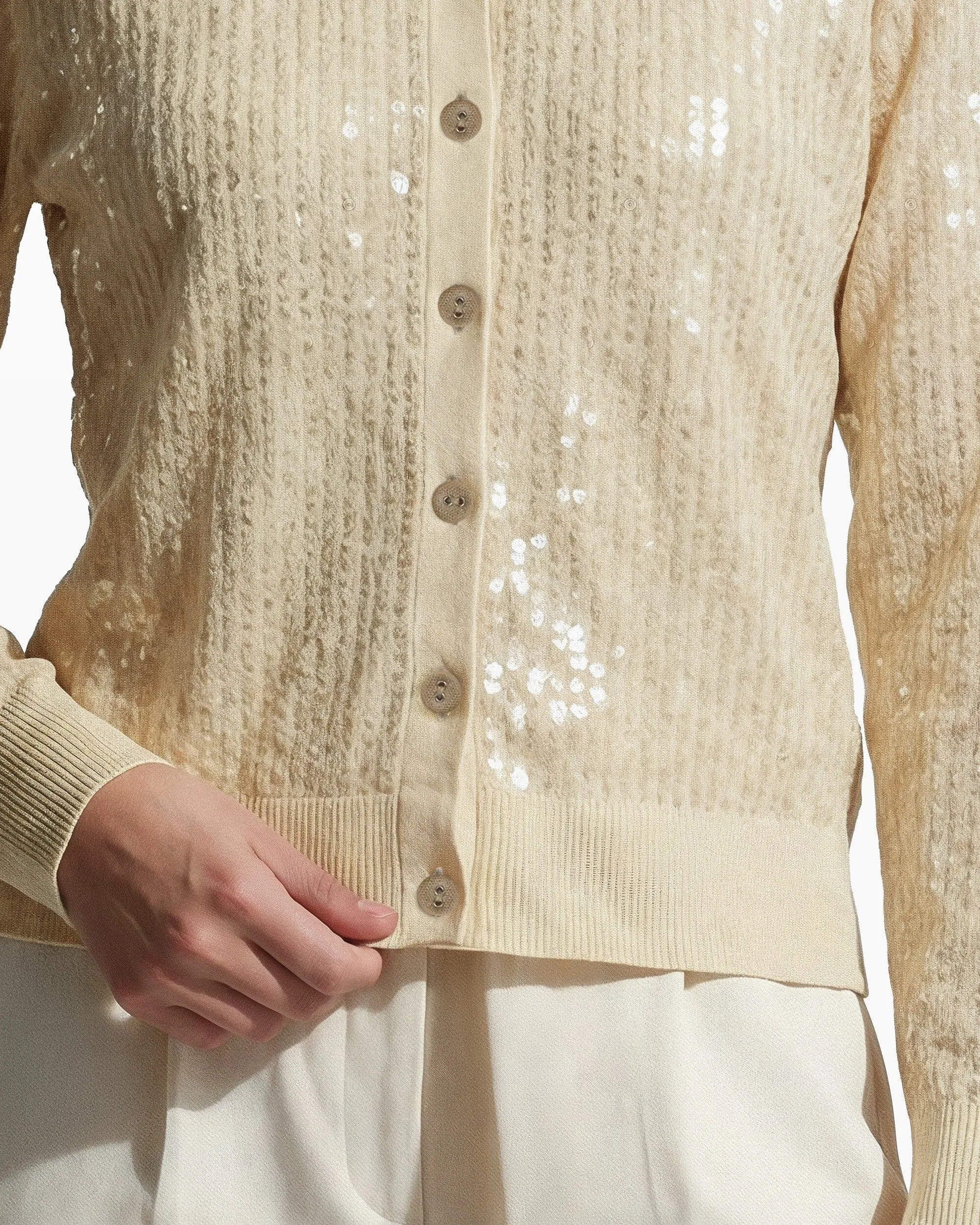 Crew Neck Knit Cardigan with Sequins sold by Anne Klein product image thumbnail 4