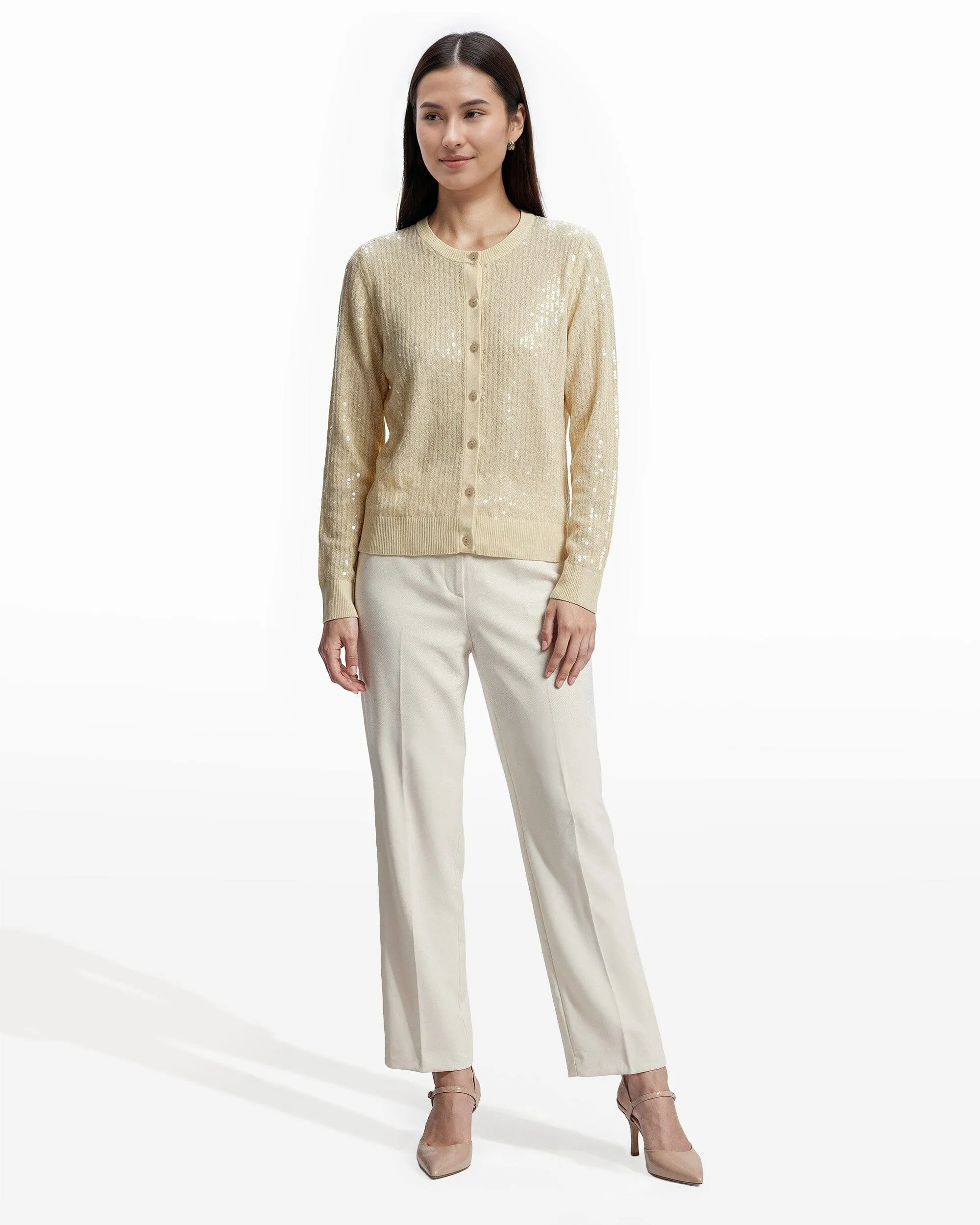 Crew Neck Knit Cardigan with Sequins sold by Anne Klein product image thumbnail 5