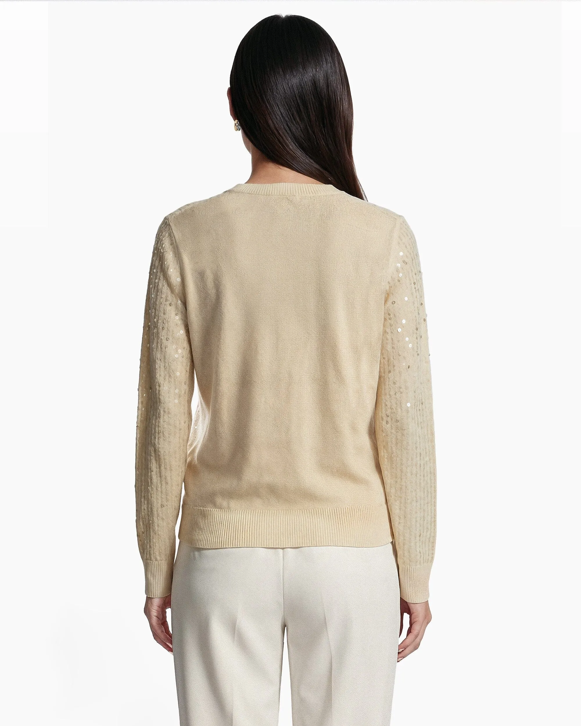 Crew Neck Knit Cardigan with Sequins sold by Anne Klein product image thumbnail 2