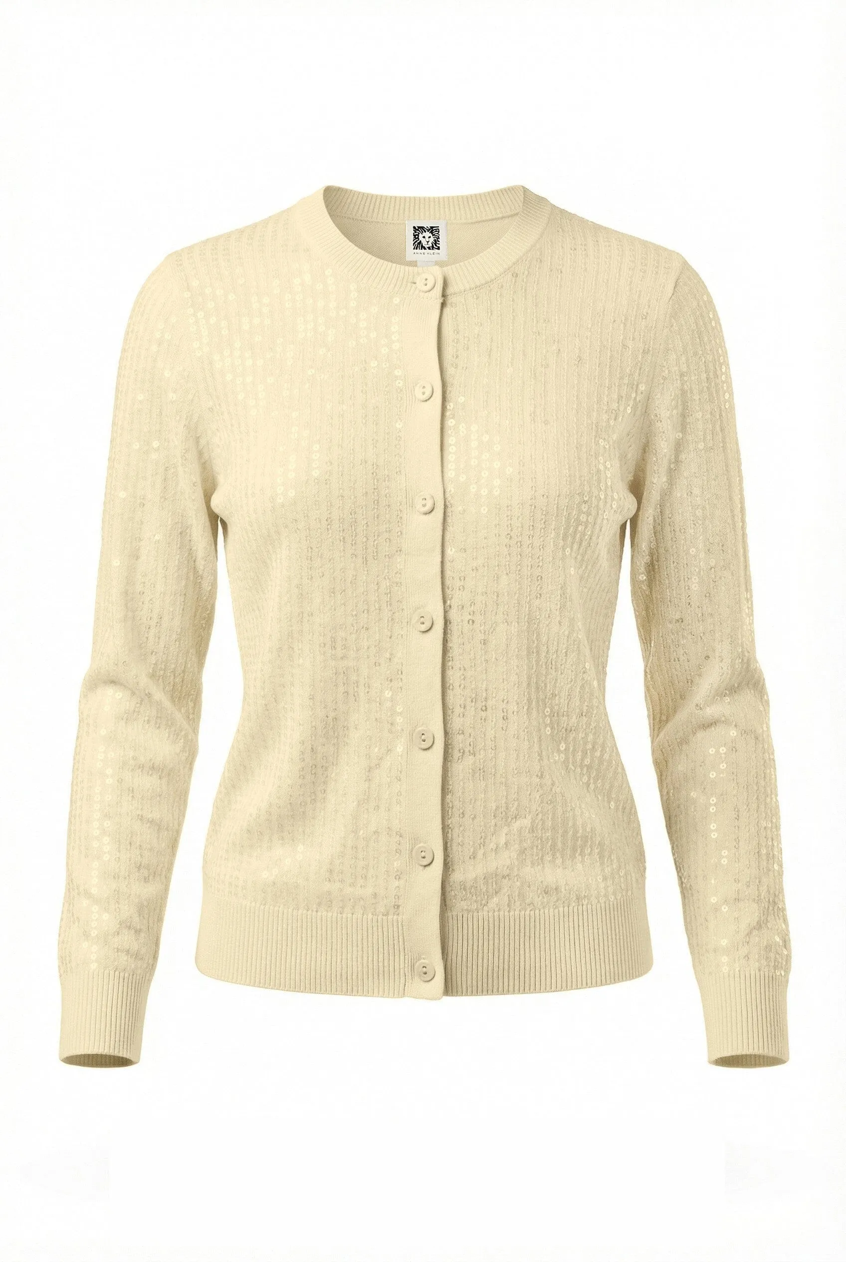 Crew Neck Knit Cardigan with Sequins sold by Anne Klein product image thumbnail 3