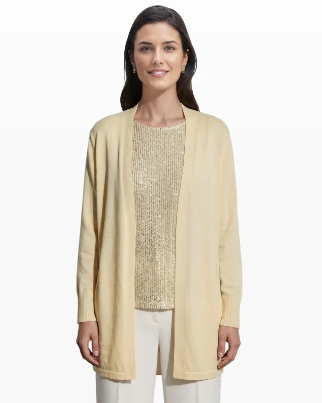 Kissing Front Long Sleeve Cardigan with Pockets sold by Anne Klein