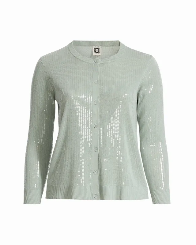 Plus Size Crew Neck Cardigan with Clear Sequins sold by Anne Klein