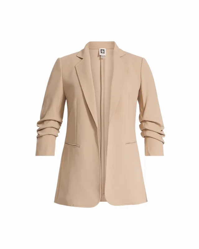 Plus Size Scrunch Sleeve Open Front Jacket sold by Anne Klein