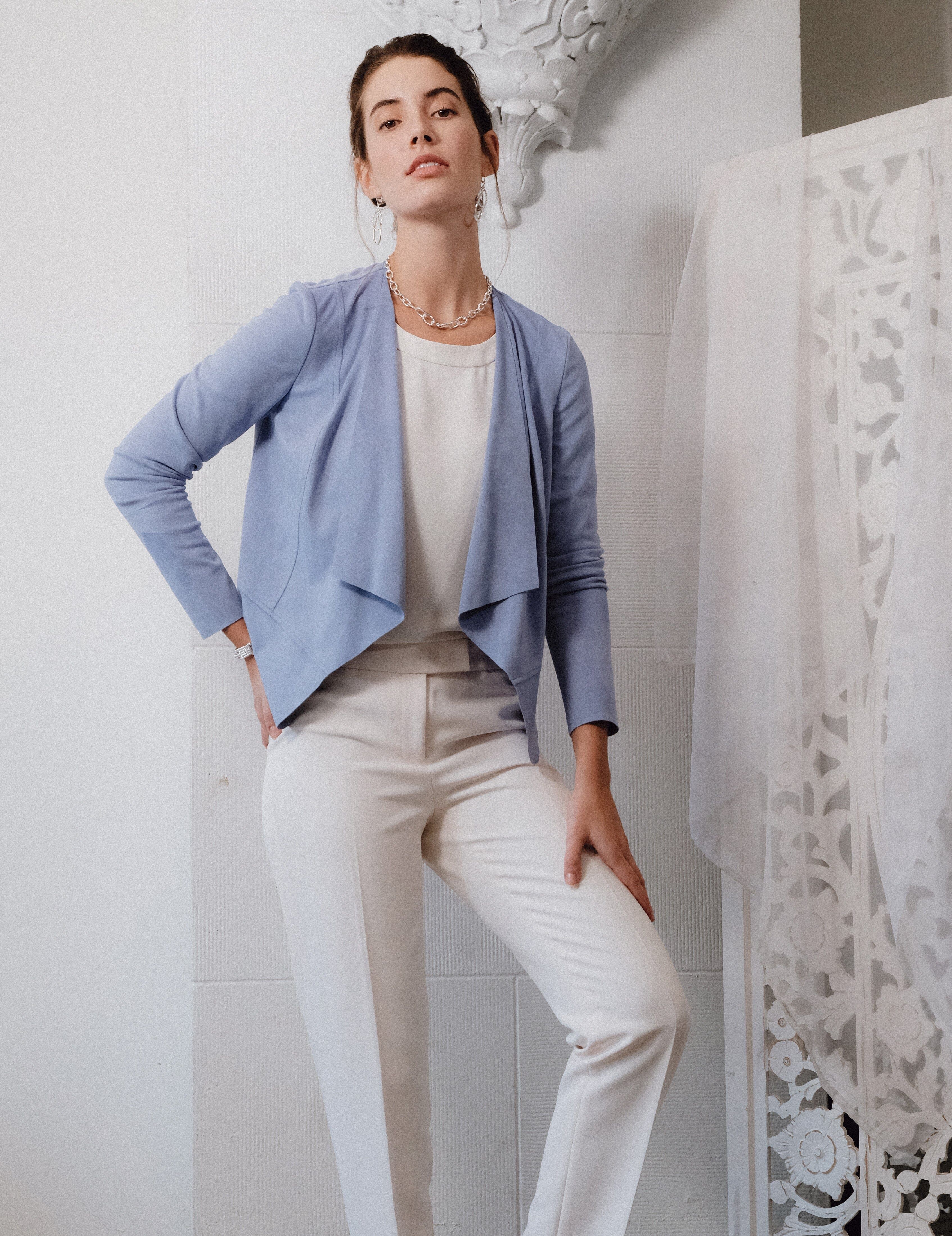 Faux Suede Drape Front Jacket- Clearance sold by Anne Klein product image thumbnail 2