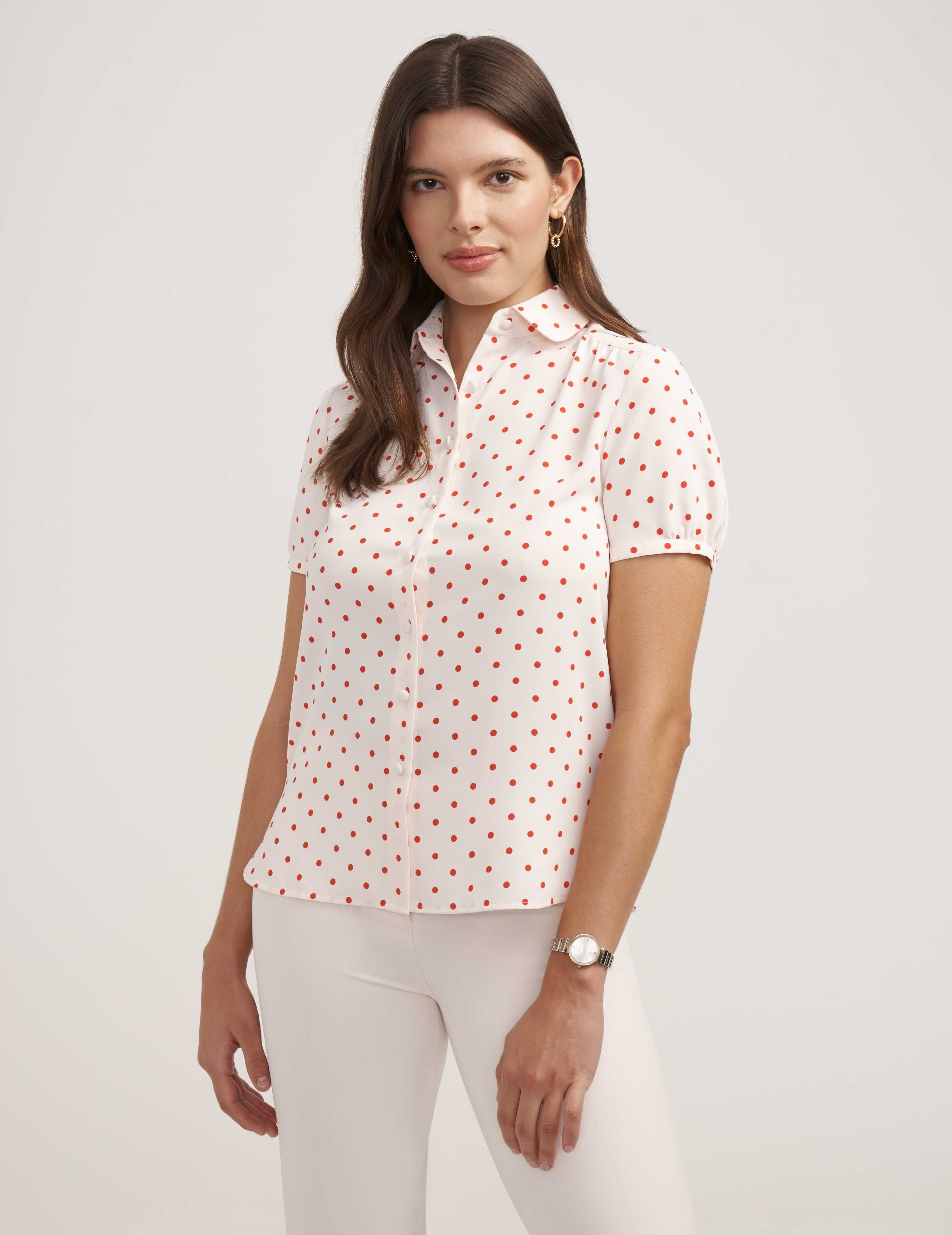 Shirred Cap Button Down Blouse- Clearance sold by Anne Klein product image thumbnail 2