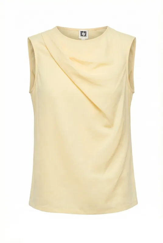 Petite Asymmetric Pleat Neck Top sold by Anne Klein