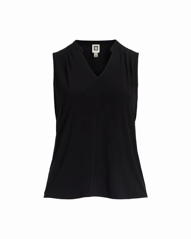Plus Size Sleeveless V-Neck Collar Pleated Top sold by Anne Klein