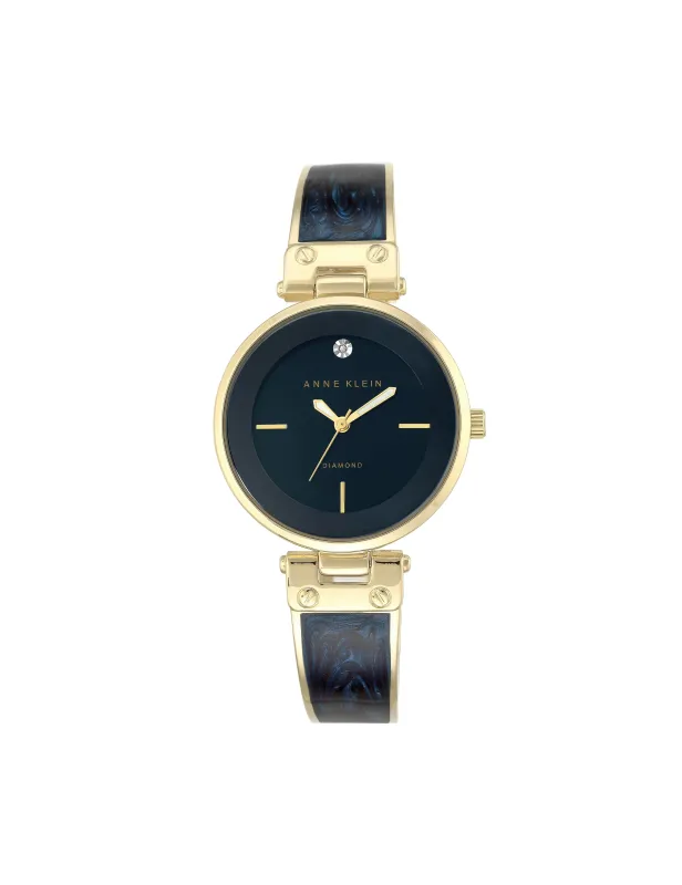Diamond Accented Bangle Bracelet Watch made by Anne Klein