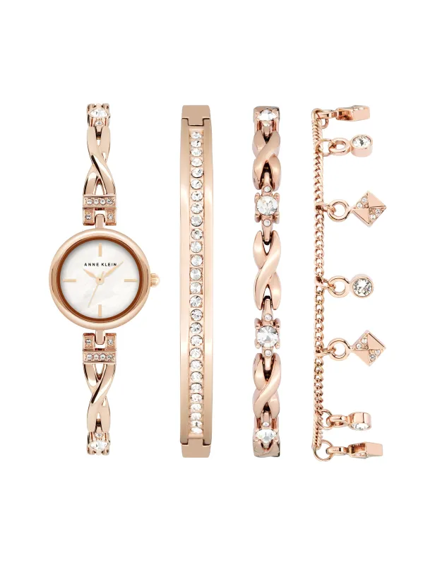 Crystal Accented Watch and Bracelet Set sold by Anne Klein