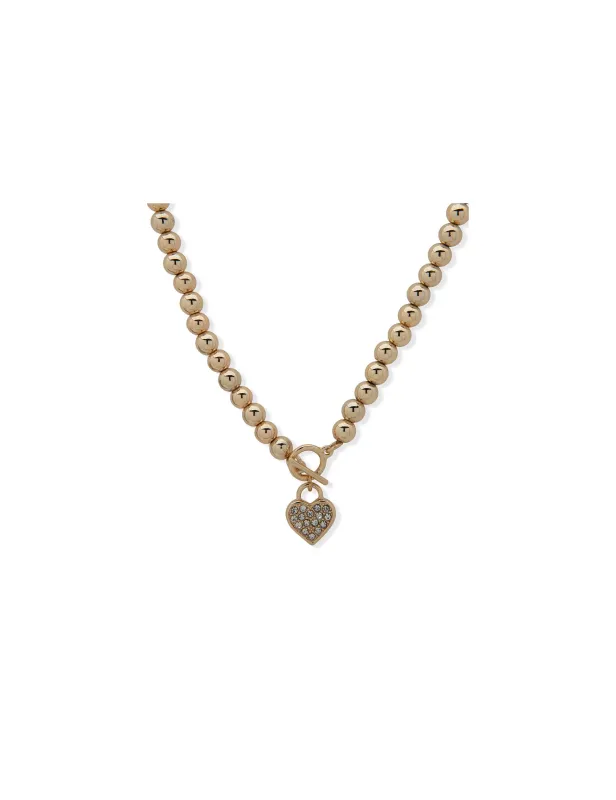 Crystal Heart Beaded Toggle Necklace sold by Anne Klein