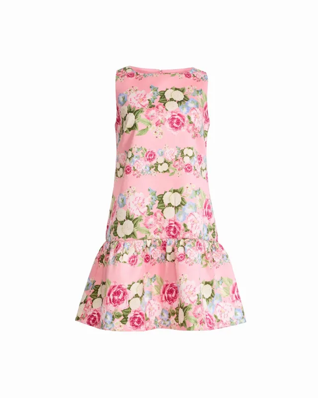 Boat Neck Flounce Shift silhouette Dress made by Kasper