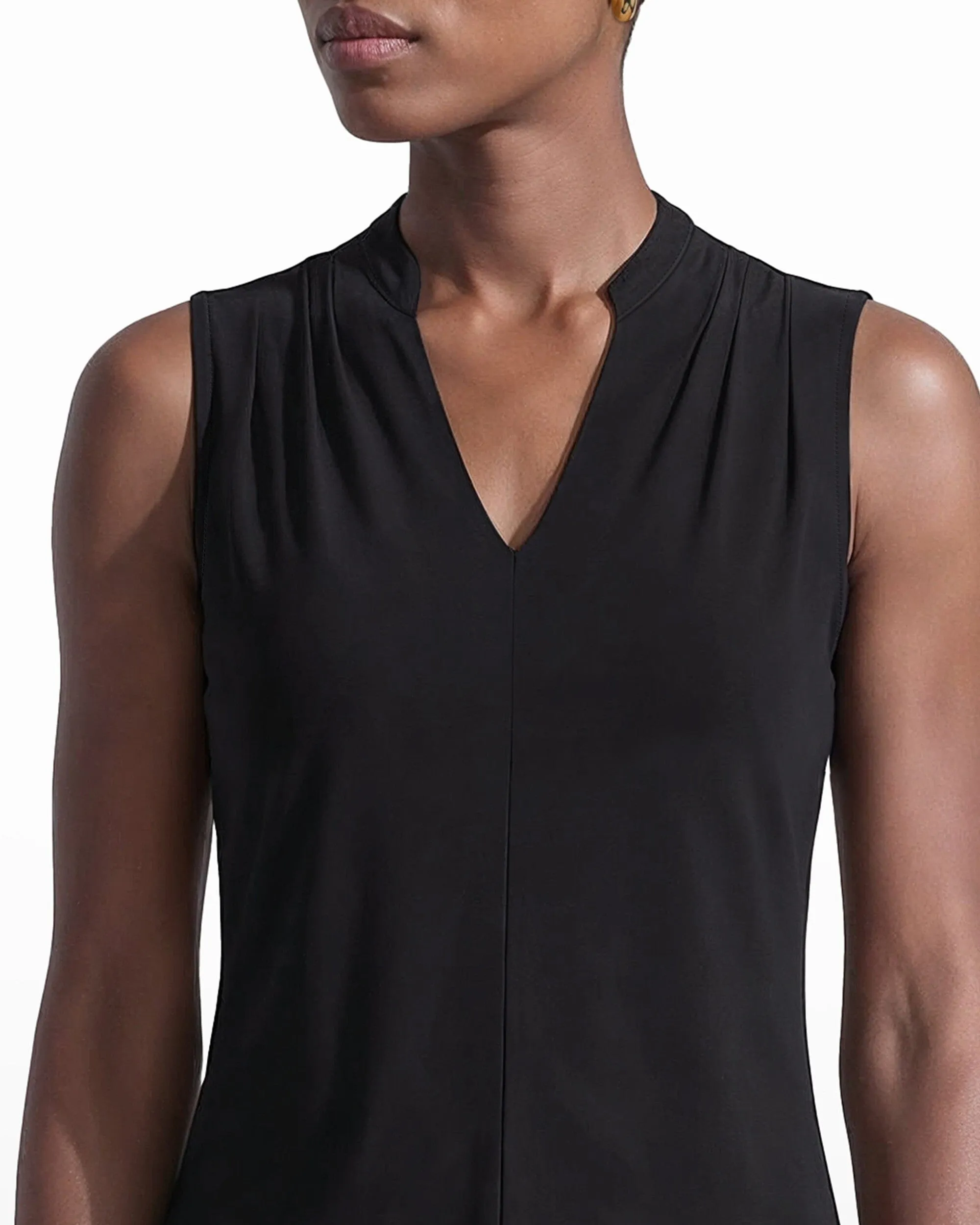 Sleeveless V Neck Pleated Shoulder Top sold by Anne Klein product image thumbnail 3