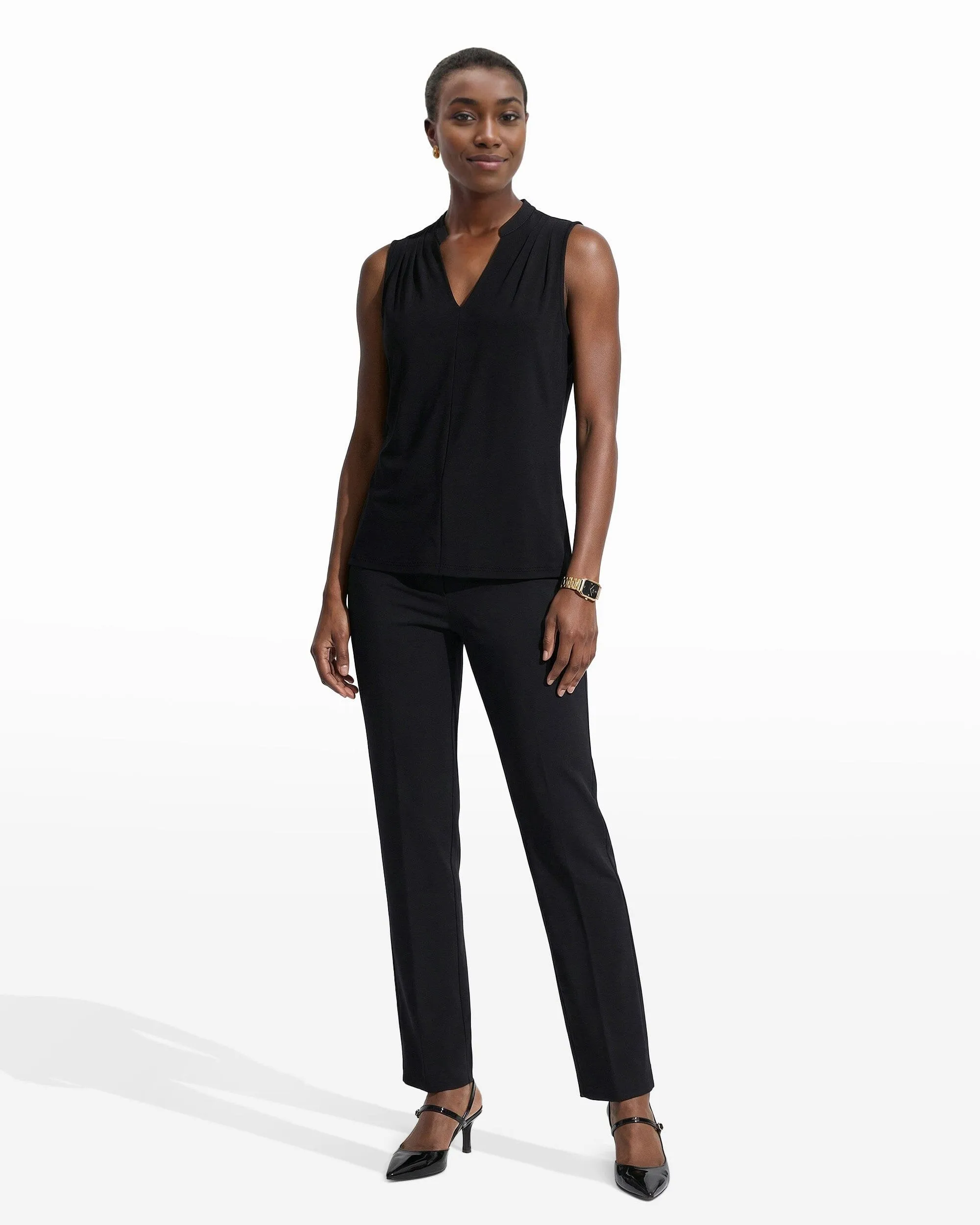 Sleeveless V Neck Pleated Shoulder Top sold by Anne Klein product image thumbnail 4