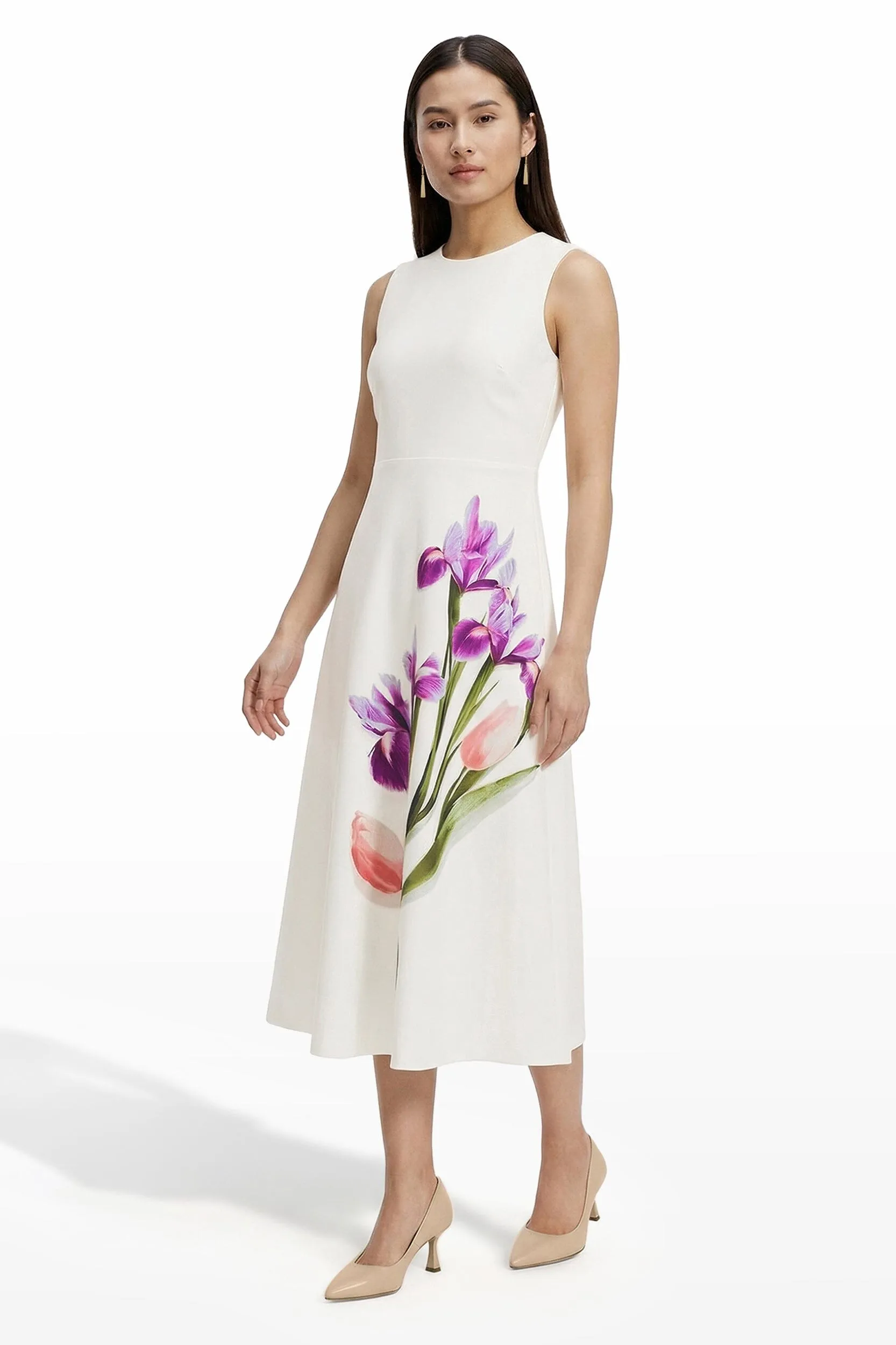 Petite Crew Neck A-Line Silhouette Midi Length Dress sold by Anne Klein product image thumbnail 2