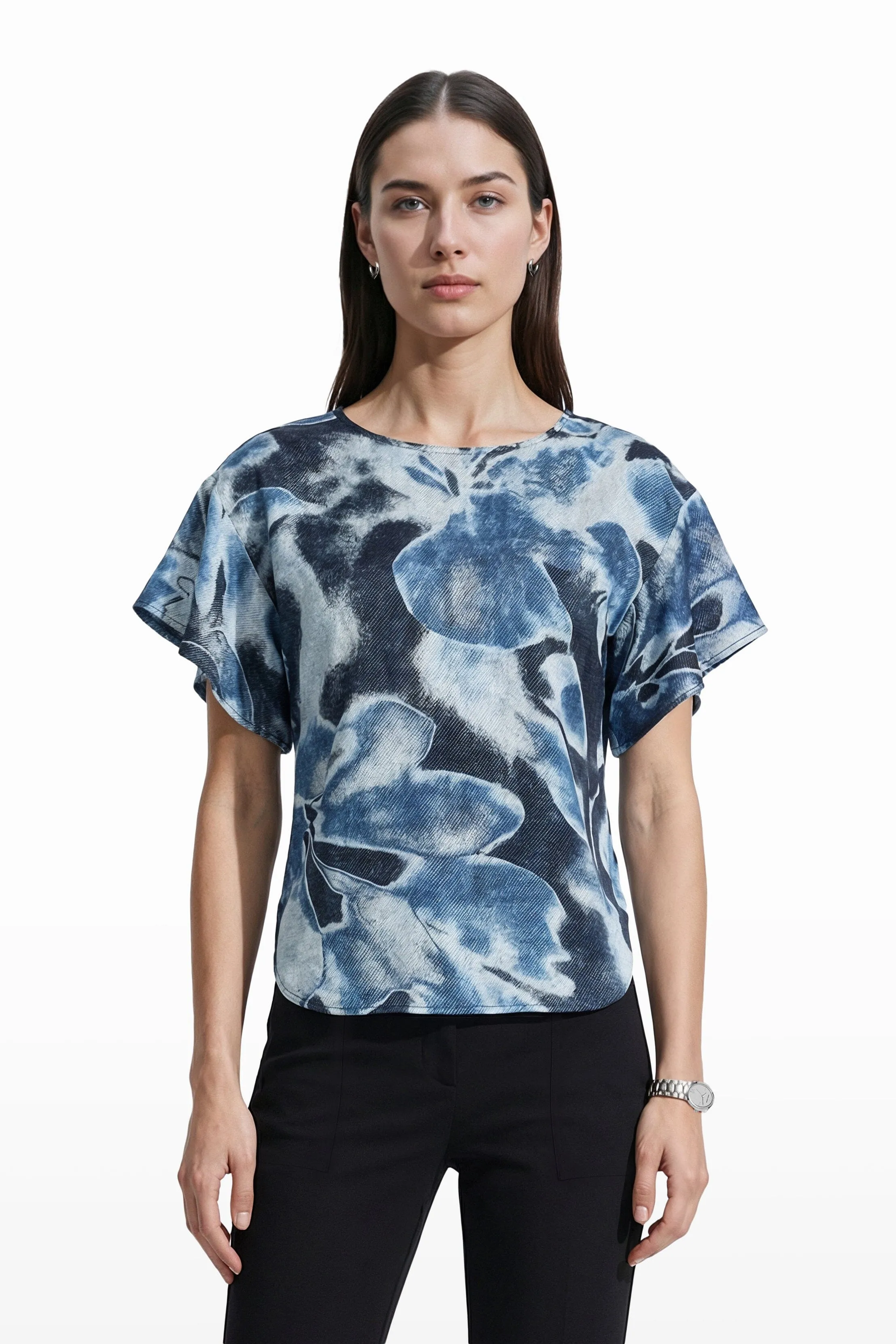 Flutter Sleeve Bateau Neck Blouse sold by Anne Klein product image thumbnail 3