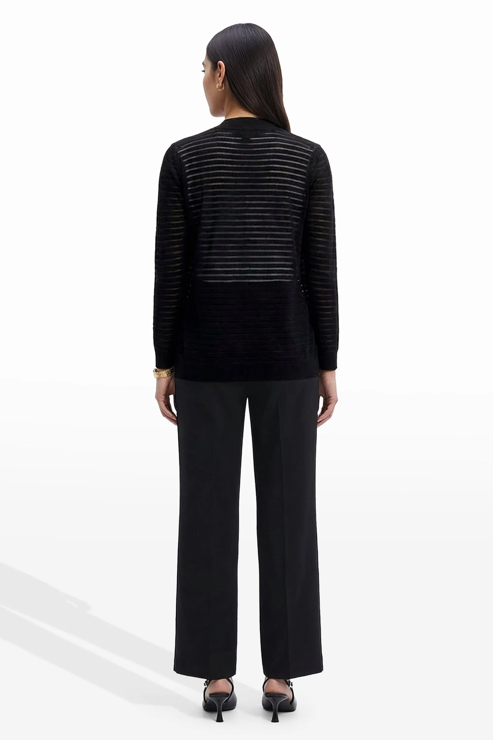 Sheer Stripe Open Front Cardigan sold by Anne Klein product image thumbnail 2