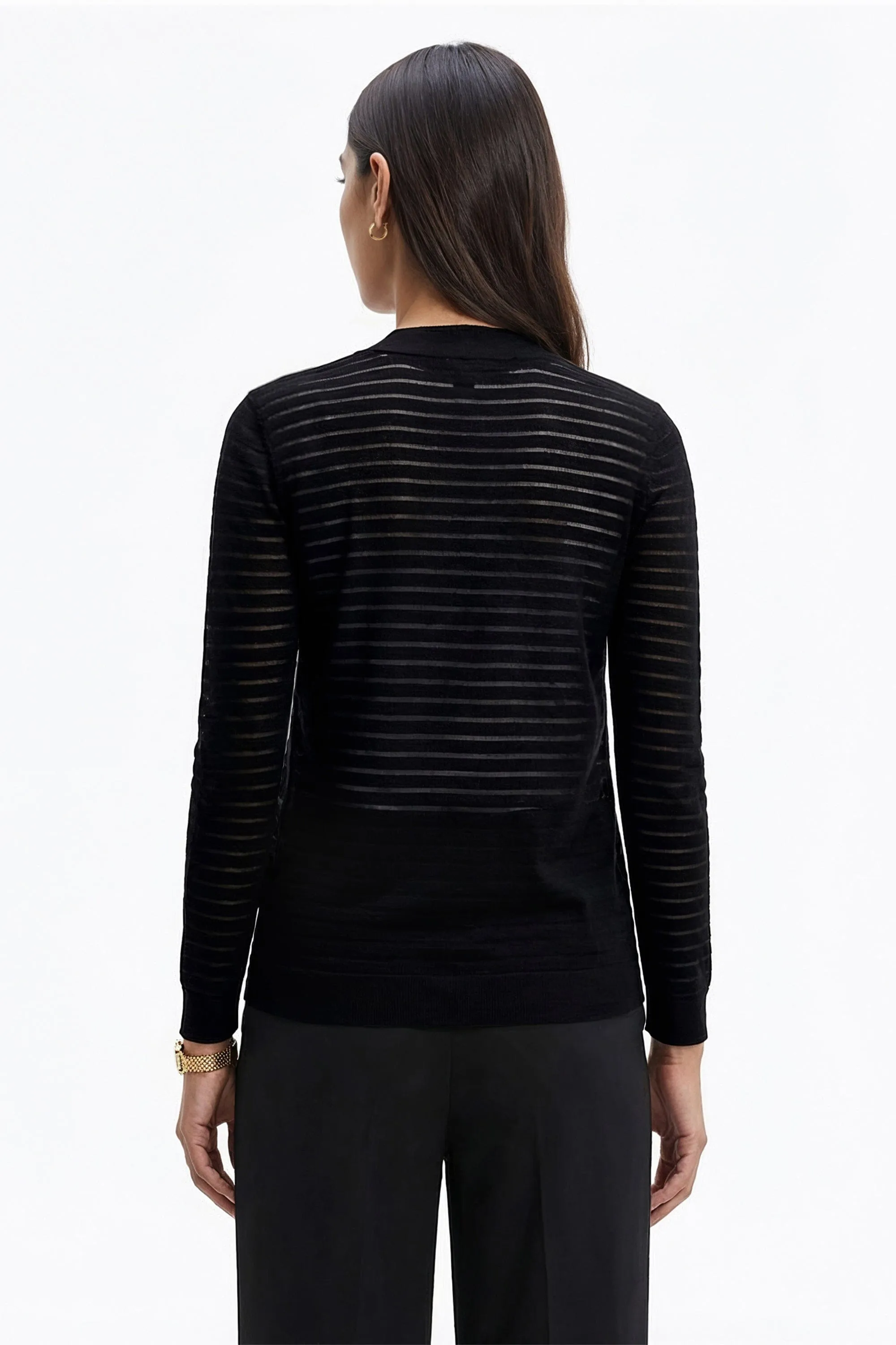 Sheer Stripe Open Front Cardigan sold by Anne Klein product image thumbnail 4