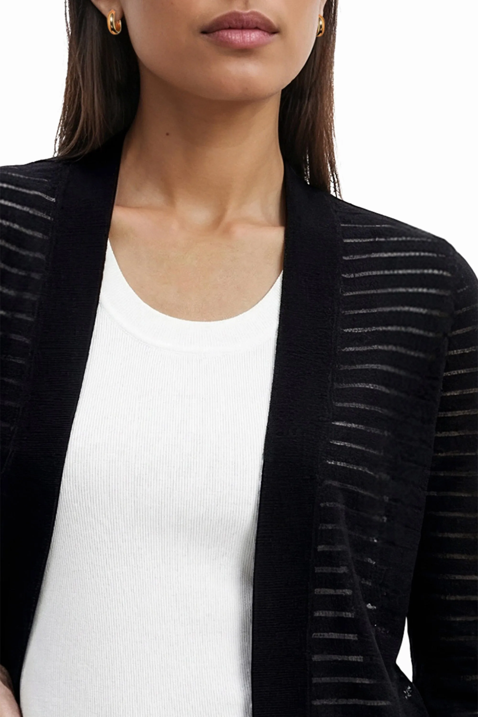 Sheer Stripe Open Front Cardigan sold by Anne Klein product image thumbnail 5