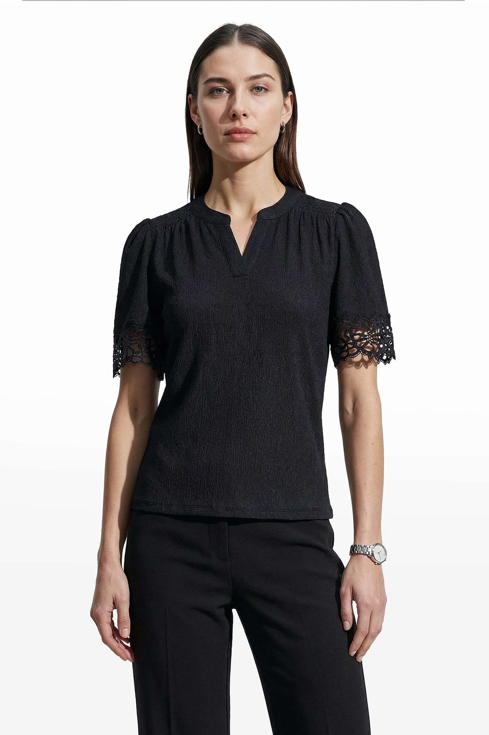 Split Neck Top With Lace sold by Anne Klein product image thumbnail 3
