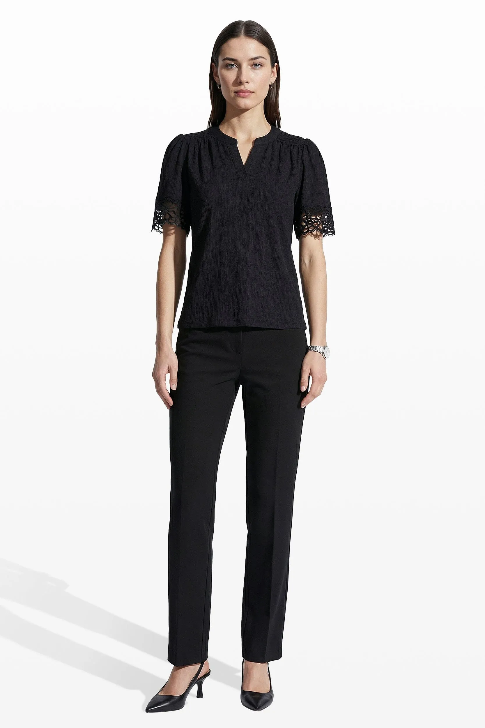 Split Neck Top With Lace sold by Anne Klein