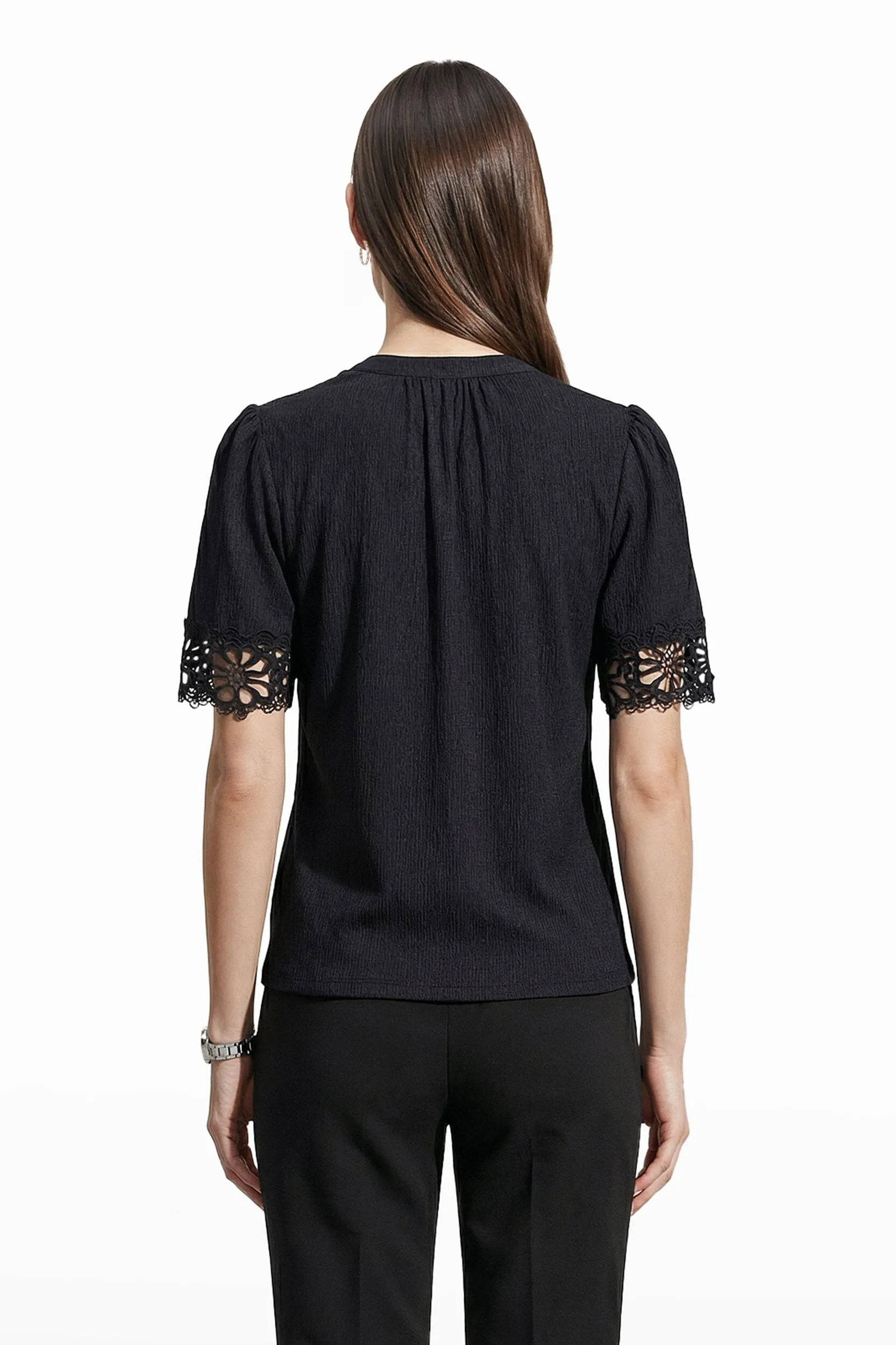 Split Neck Top With Lace sold by Anne Klein product image thumbnail 4