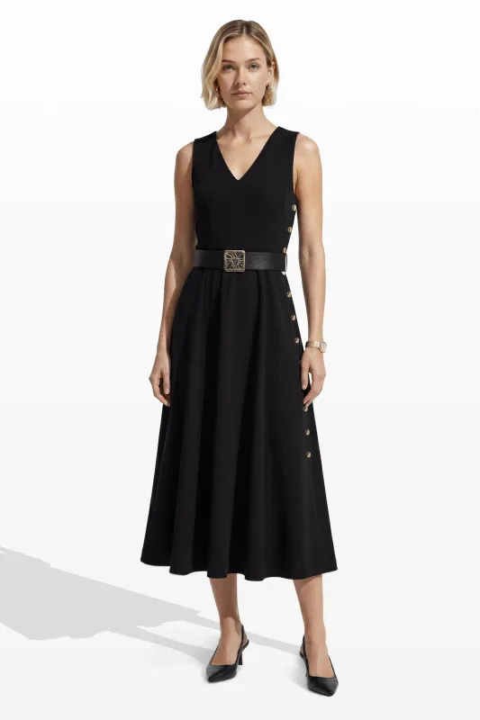 Side Button Midi Length Fit And Flare Dress made by Kasper