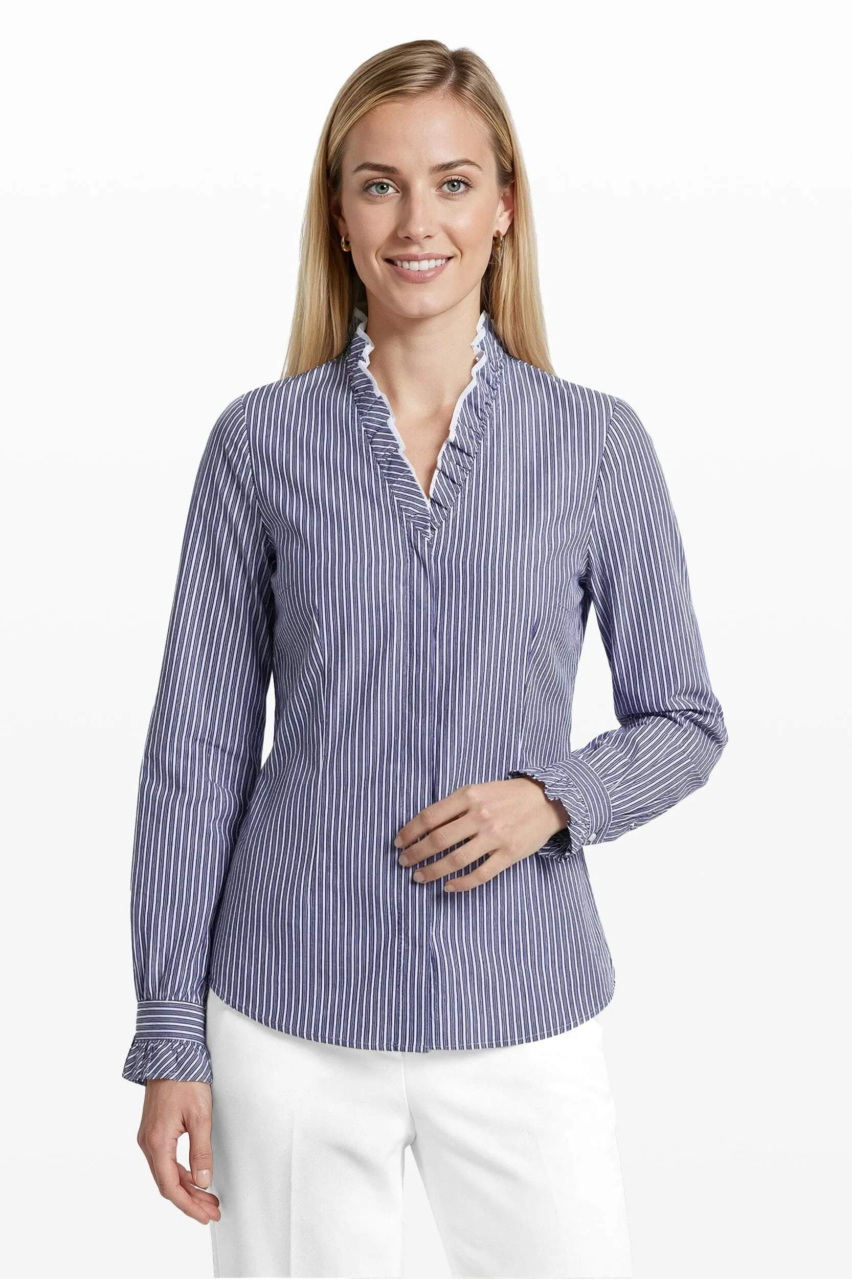 Ruffle Detail Long Sleeve Button Front and Cuff Shirt sold by Anne Klein product image thumbnail 3